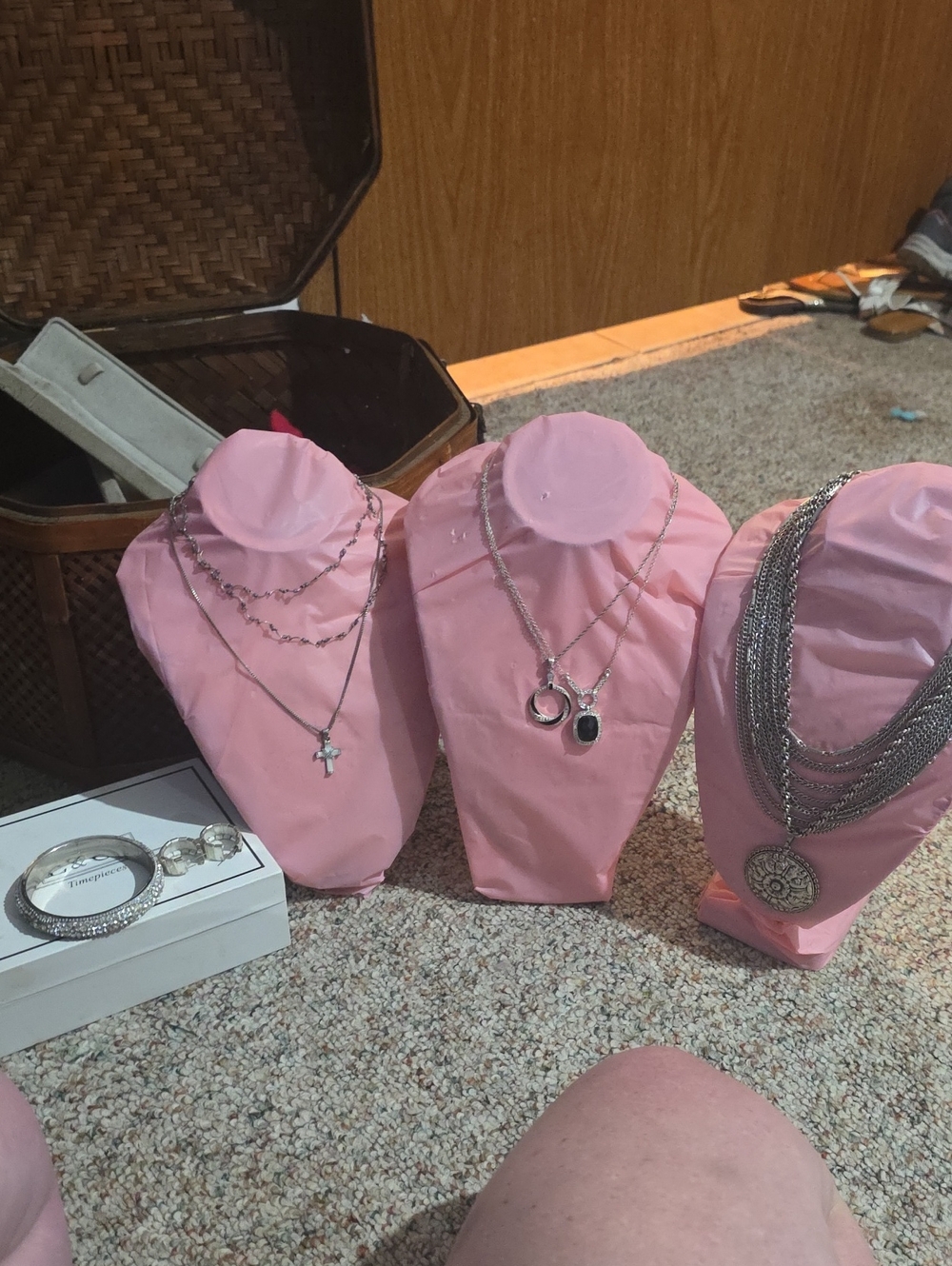 Silver Tone Neckalces Bundle & Earrings & Bracelet